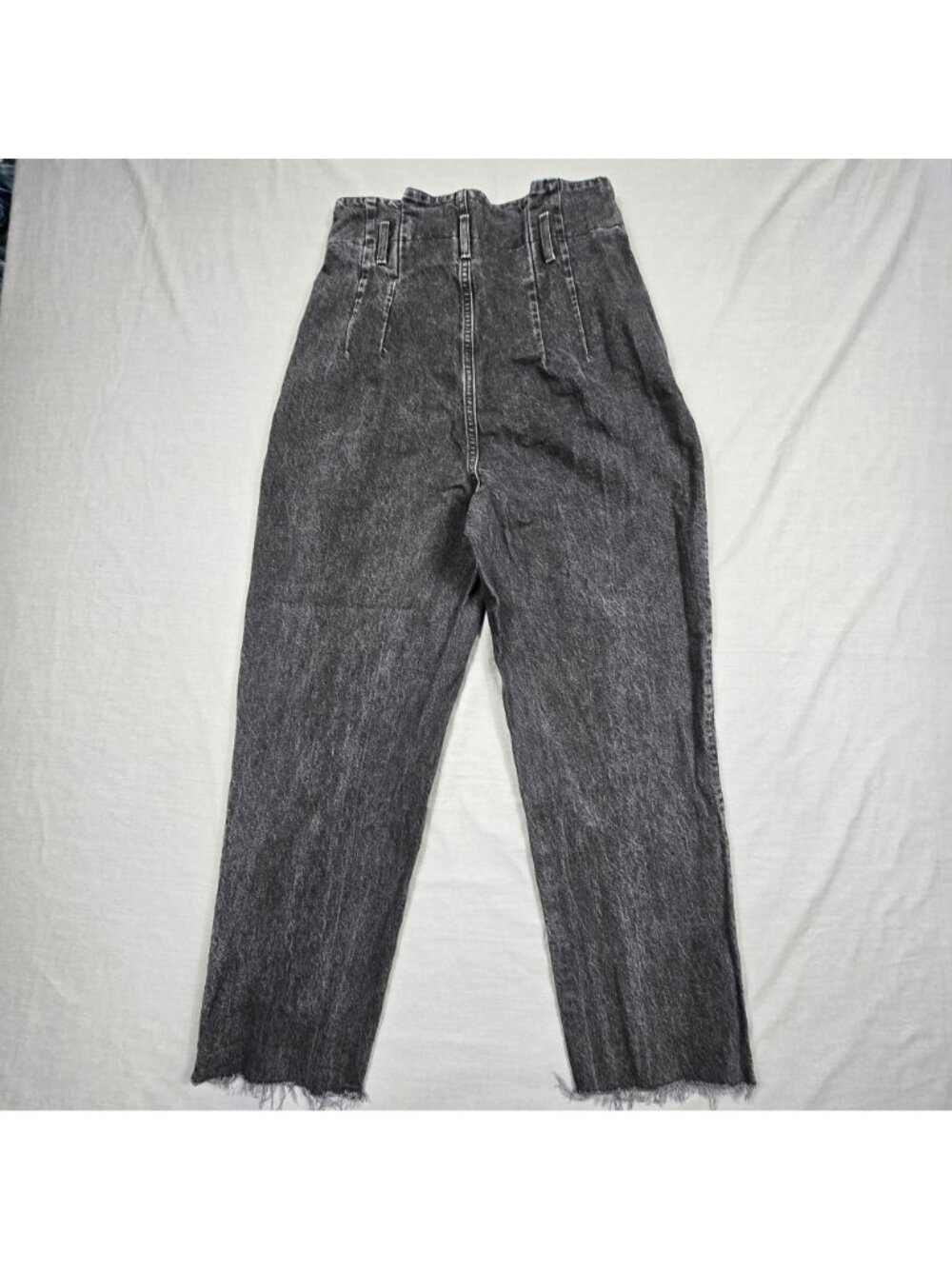 Abercrombie & Fitch Womens 29 A&F Mom Jeans Black Distressed Raw Hem High Waist - Picture 5 of 7